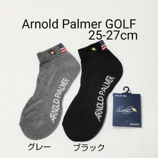 アーノルドパーマー(Arnold Palmer)の25-27cm アーノルドパーマー ゴルフ ソックス グレー＆ブラック  メンズ(ウエア)