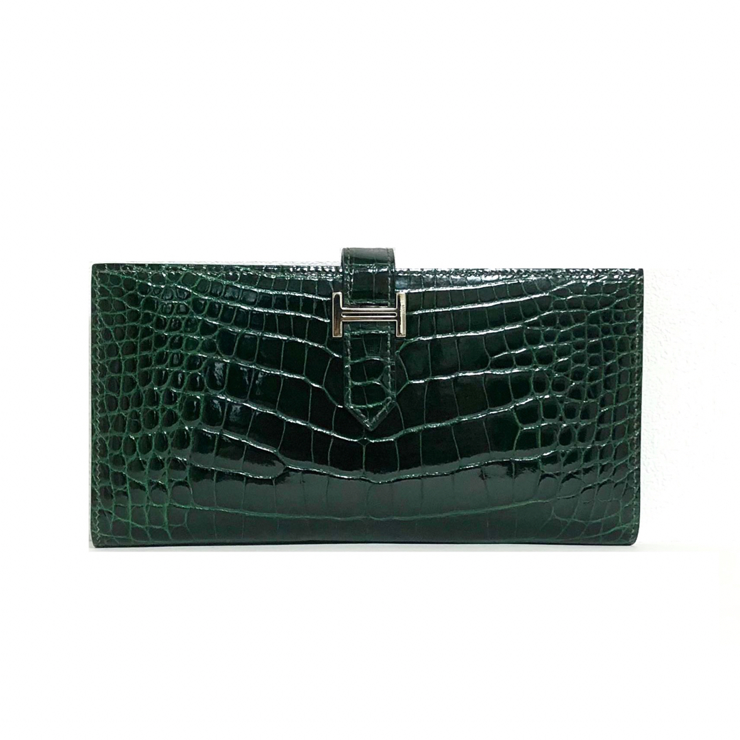 未使用 正規品 エルメス ベアン クロコ アリゲーター 長財布