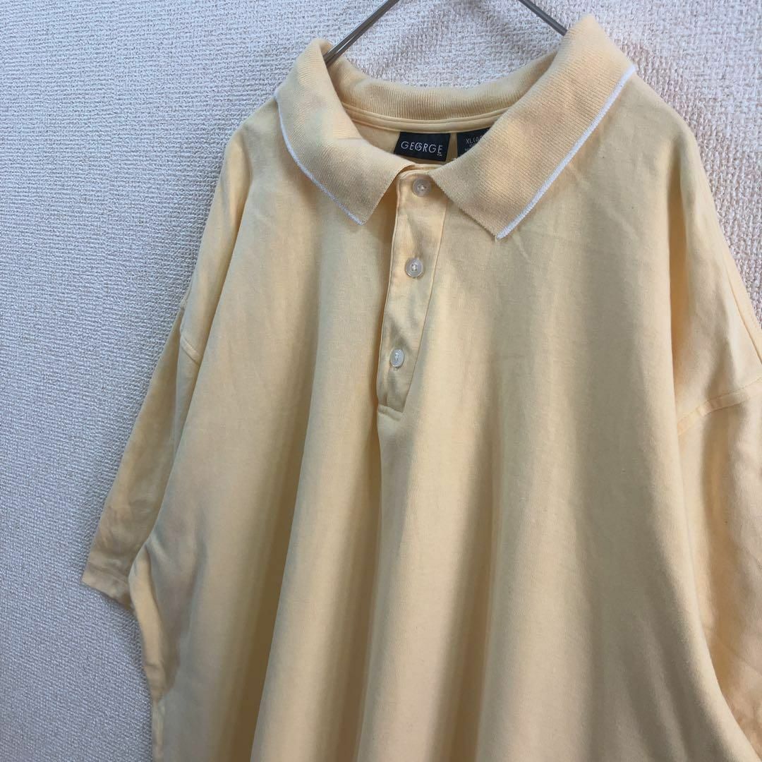 【美品】半袖ポロシャツ XL レモンイエロー GEORGE アメリカ輸入 古着 メンズのトップス(ポロシャツ)の商品写真