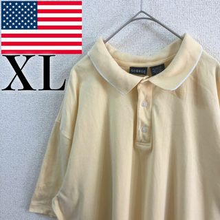 【美品】半袖ポロシャツ XL レモンイエロー GEORGE アメリカ輸入 古着(ポロシャツ)