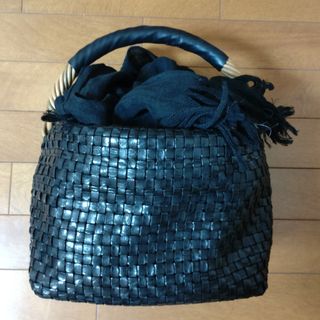 haruru様専用　美品　エバゴス ebagos　2019SS　かごバッグ　黒色(かごバッグ/ストローバッグ)