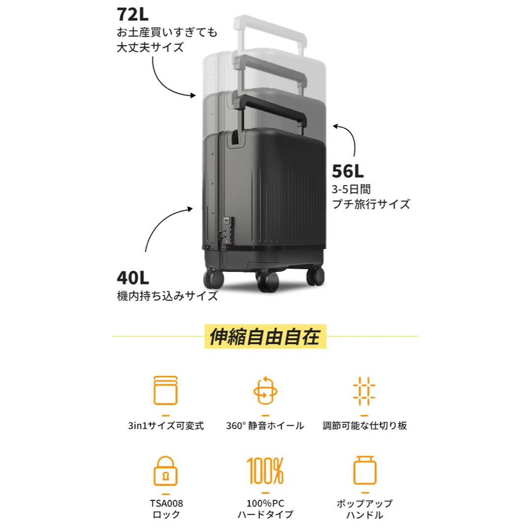 三段階サイズ可変式！どんな旅にもフィット！一生ものの3in1スーツケースVELO