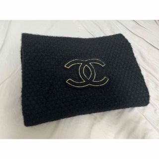 シャネル CHANEL CC ココマーク  フリンジ ストール マフラー 大判 ショール カシミヤ ブラック