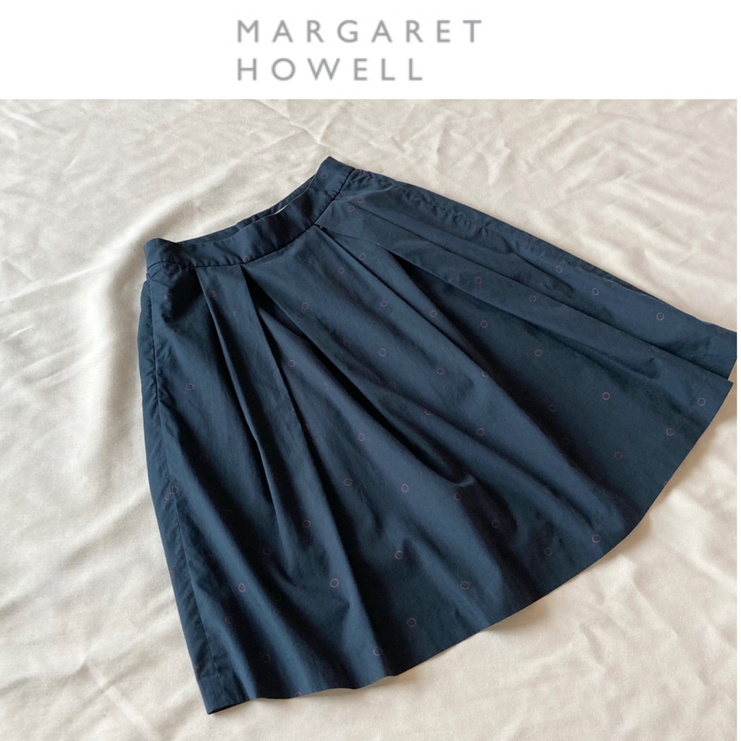 Margaret Howell - ドットスカート(ネイビー)-