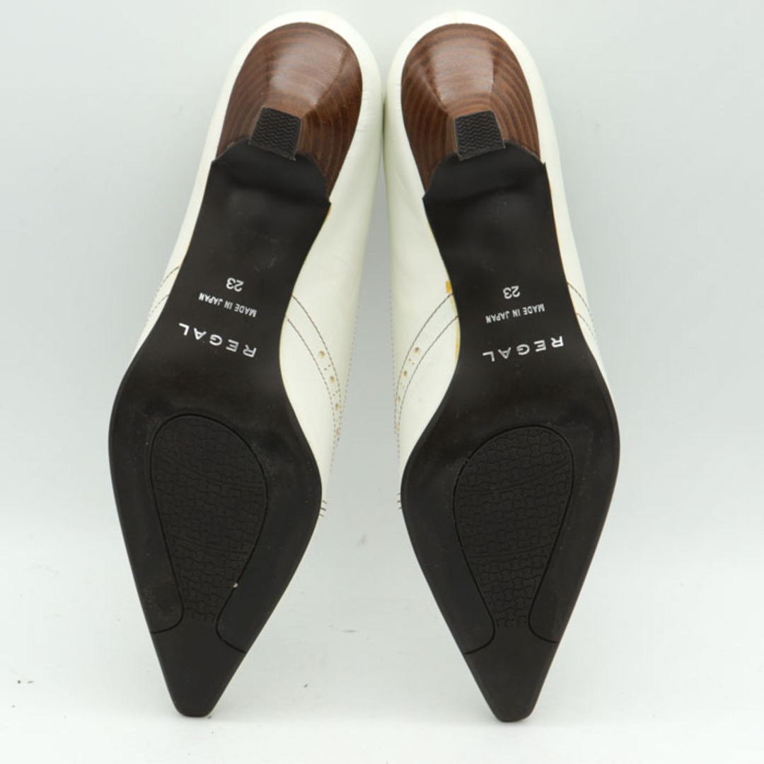 REGAL(リーガル)のリーガル パンプス ポインテッドトゥ ウィングチップ レザー 日本製 シューズ 靴 ブランド レディース 23cmサイズ ホワイト REGAL レディースの靴/シューズ(ハイヒール/パンプス)の商品写真