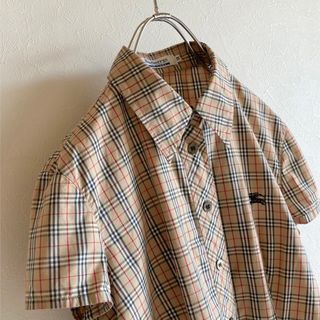 バーバリー(BURBERRY)のビンテージ バーバリーズ ブルーレーベル ノバチェック 半袖 シャツ ベージュ(シャツ/ブラウス(半袖/袖なし))