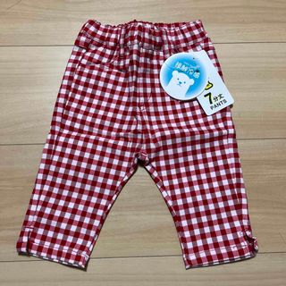ブランシェス(Branshes)の新品タグ付き☆赤　ギンガムチェック7分丈パンツ　80(パンツ)