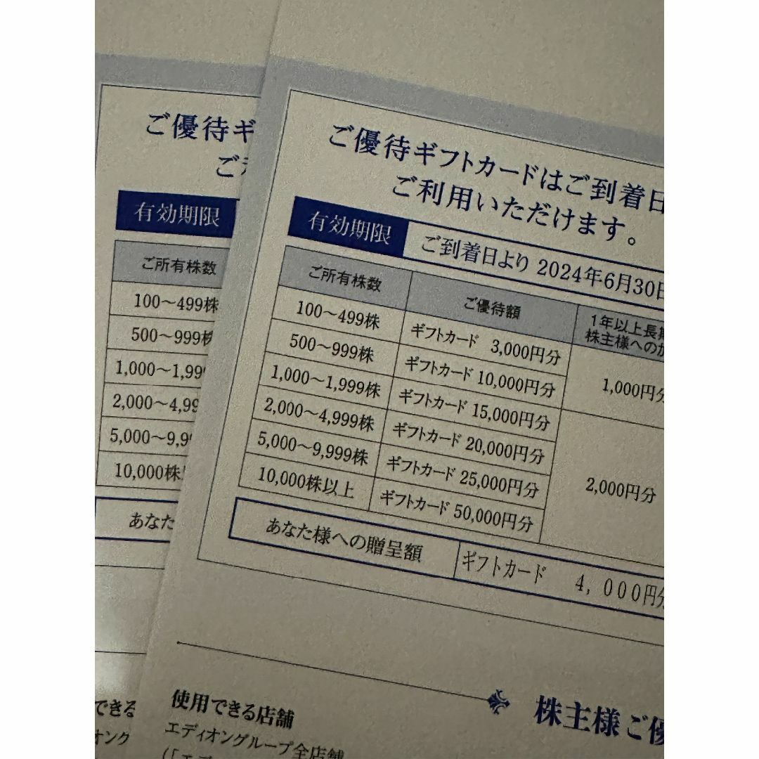 エディオン 株主優待 20000円分（10000円×2枚）