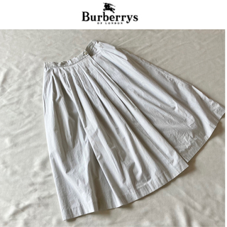 バーバリー(BURBERRY)のビンテージ バーバリー タック フレア スカート 9 ブルーグレー ペールグレー(ひざ丈スカート)