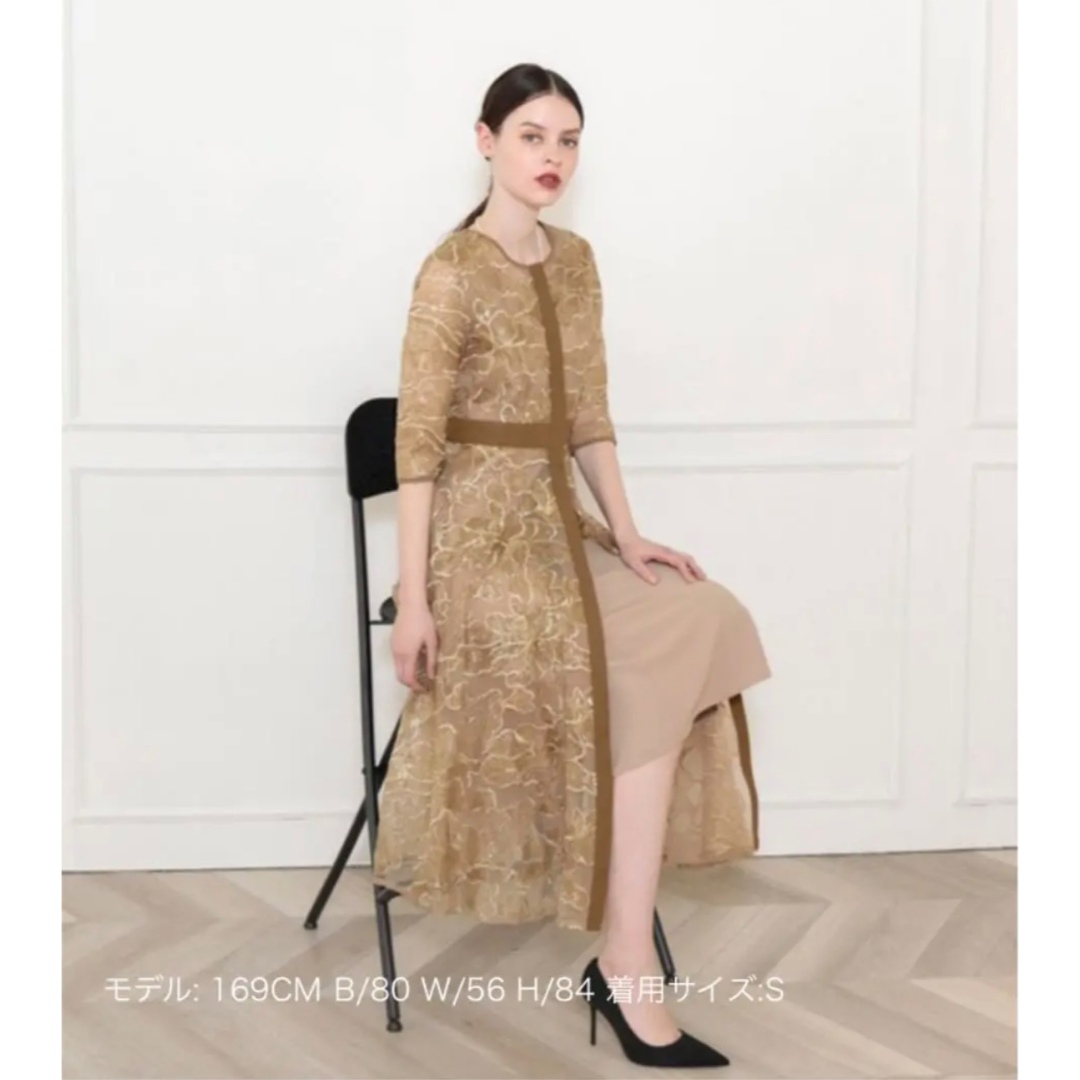 ドレス 【LEJA】花柄刺繍パイピングキラキラフレアロングドレスワンピース レディースのフォーマル/ドレス(ロングドレス)の商品写真