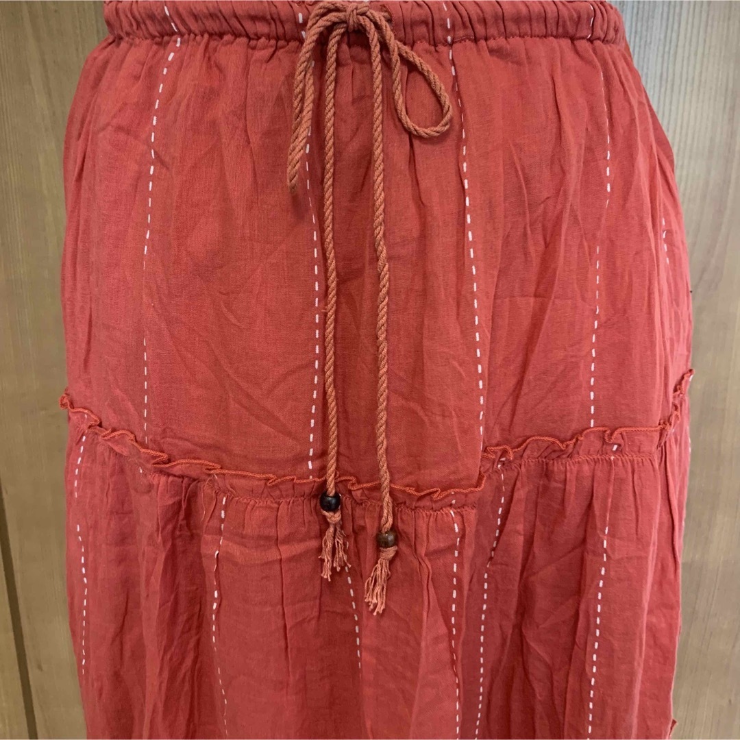 値下げ★【新品】インド製コットン100% ロングスカートLL 大きいサイズ② レディースのスカート(ロングスカート)の商品写真