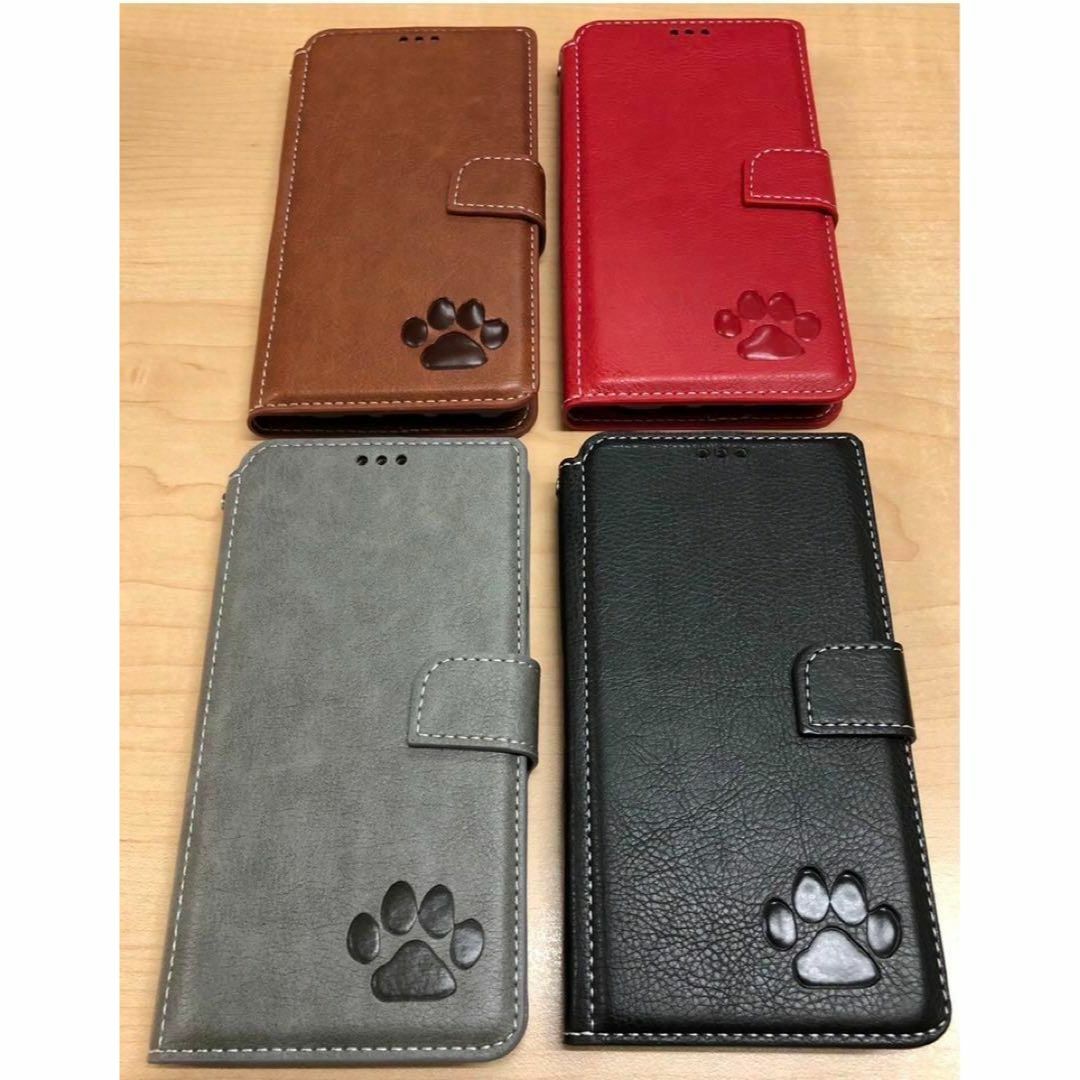 iPhone14plusケース 手帳型 肉球焼印 高級牛本革 新品 ブラウンの通販
