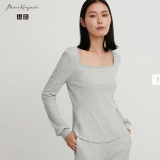 ユニクロ(UNIQLO)のヒートテックウールブレンドワッフルスクエアネックT（極暖・長袖）(Tシャツ(長袖/七分))