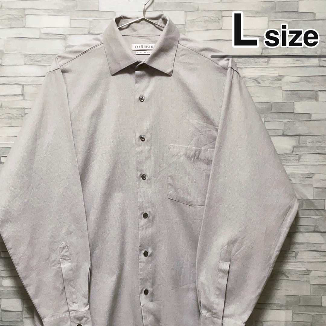 shirts(シャツ)のシャツ　長袖　グレー　Lサイズ　チェック柄　USA古着　VAN HEUSEN メンズのトップス(シャツ)の商品写真