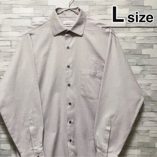 シャツ(shirts)のシャツ　長袖　グレー　Lサイズ　チェック柄　USA古着　VAN HEUSEN(シャツ)