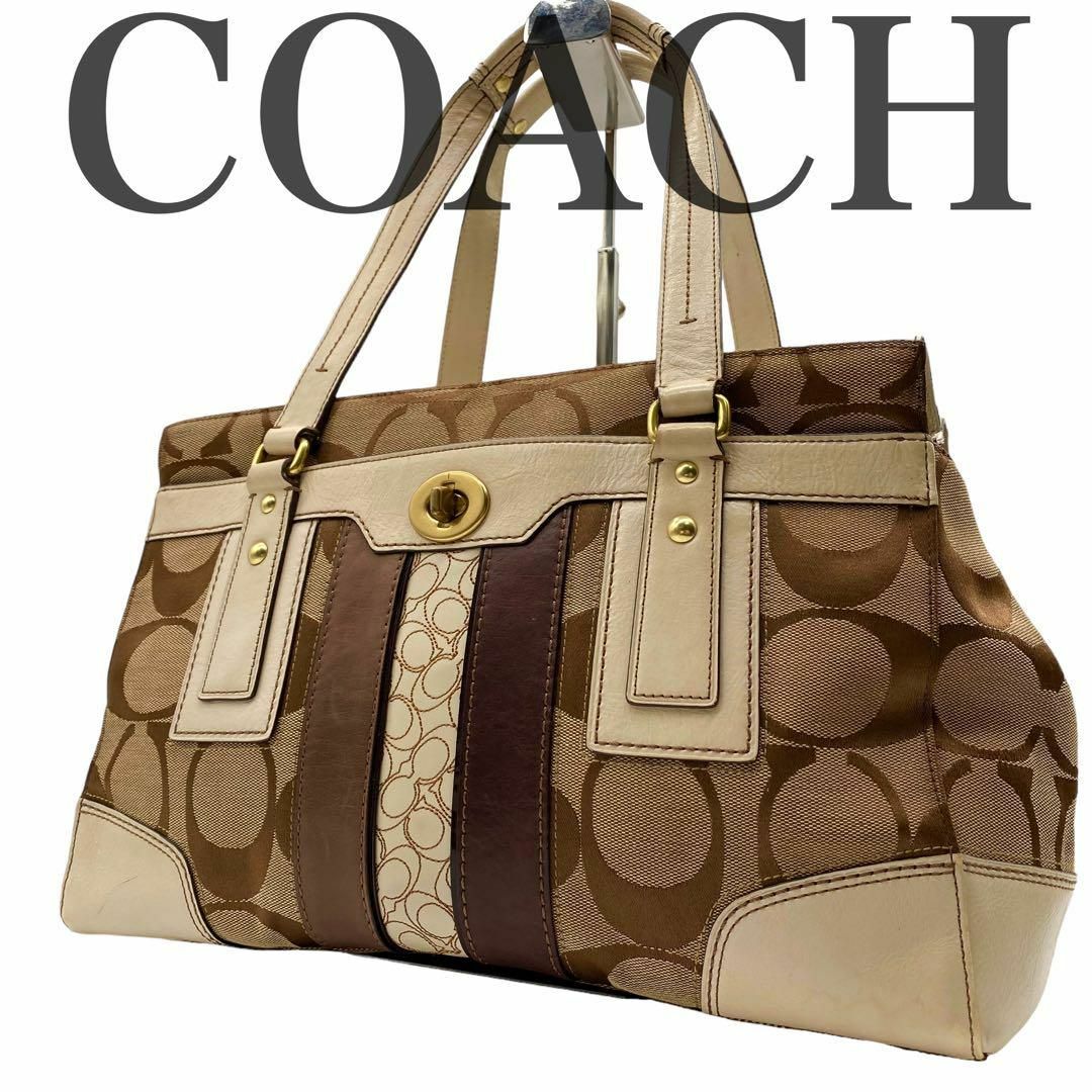 美品 COACH 291 トートバッグ キャンバス レザー シグネチャー ...