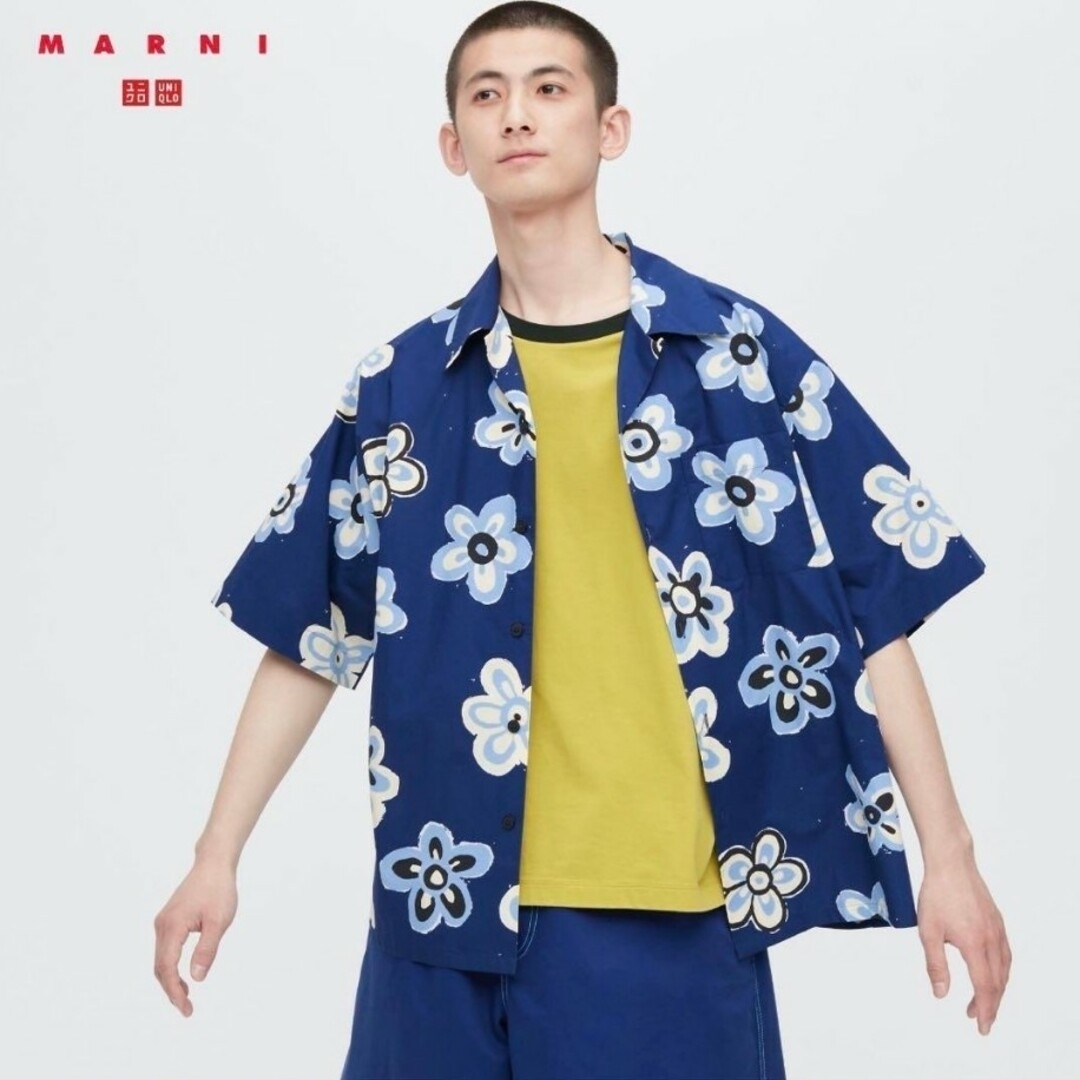 UNIQLO(ユニクロ)のUNIQLO×MARNI オーバーサイズオープンカラーシャツ ブルー S メンズのトップス(シャツ)の商品写真