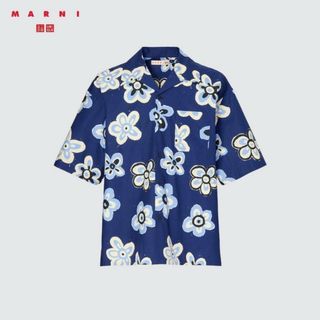 ユニクロ(UNIQLO)のUNIQLO×MARNI オーバーサイズオープンカラーシャツ ブルー S(シャツ)