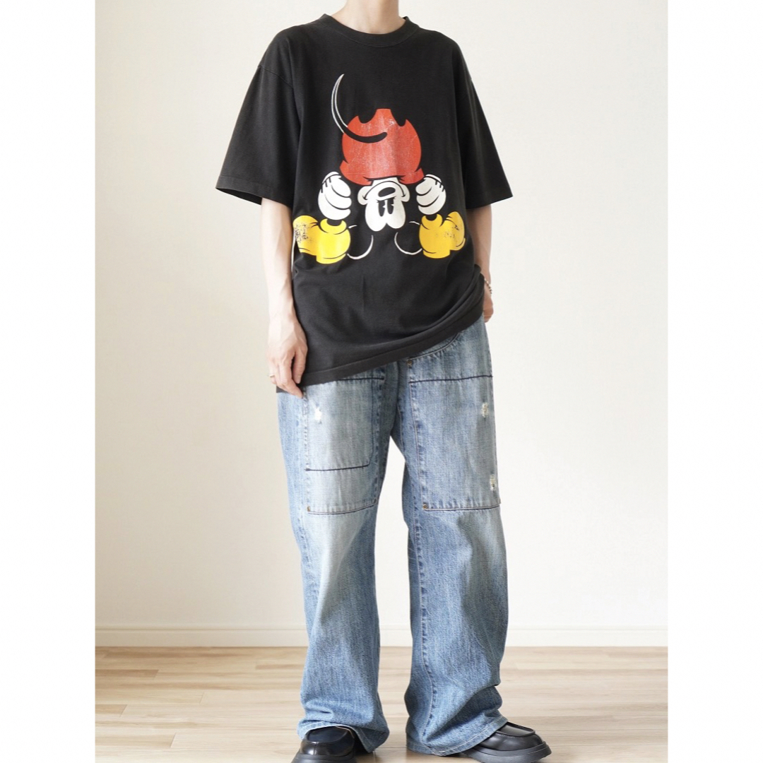 M▢素材90s  MICHAEL 逆さミッキー プリントTシャツ ブラック