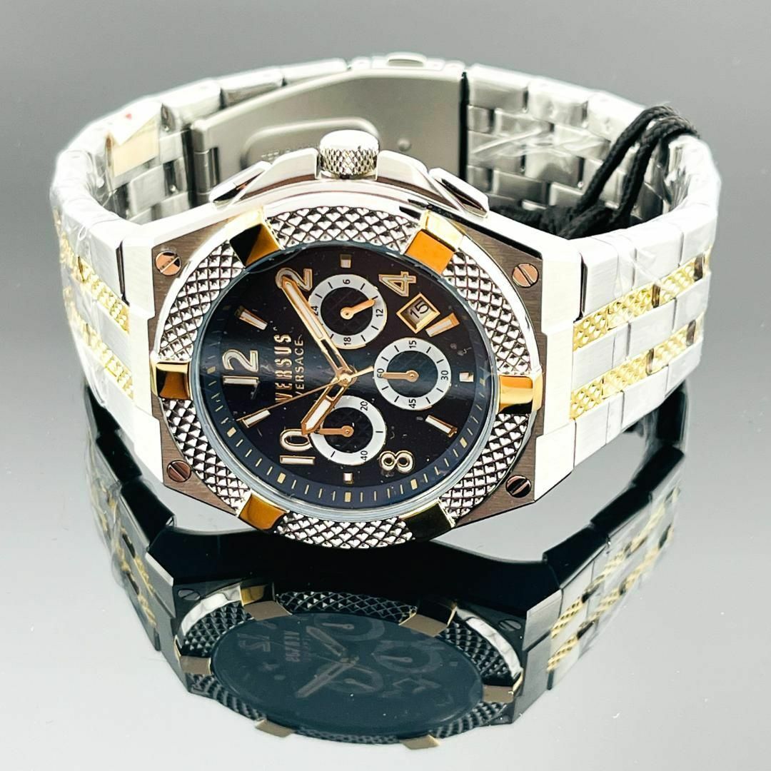 新品・送料無料 Versus Versace メンズ高級腕時計 銀/青 AA53