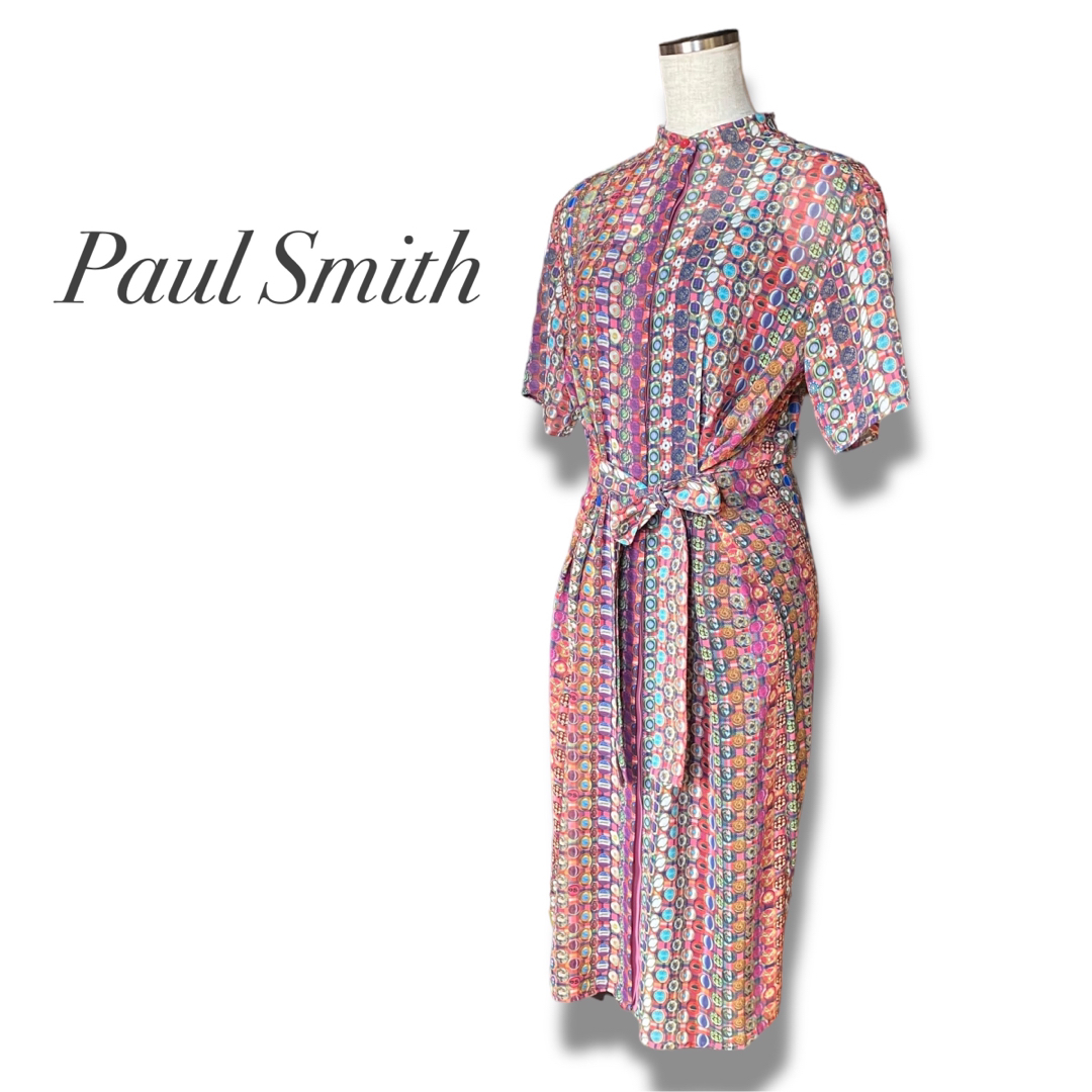 希少 美品 Paul Smith 宝石柄 PSロゴ インナー付きワンピース