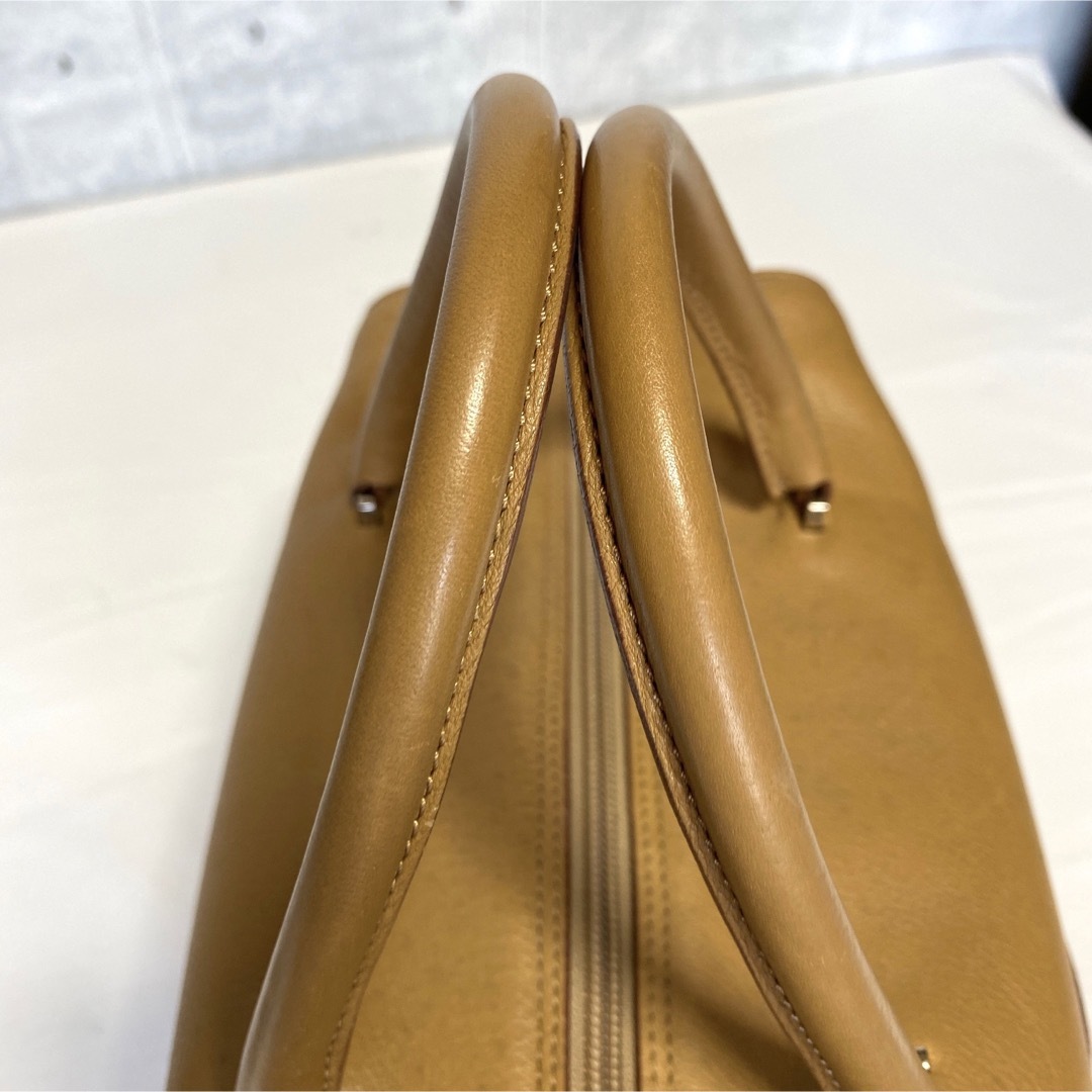 MAURO GOVERNA】キャメル カーフレザー シルバー金具 ハンドバッグ-