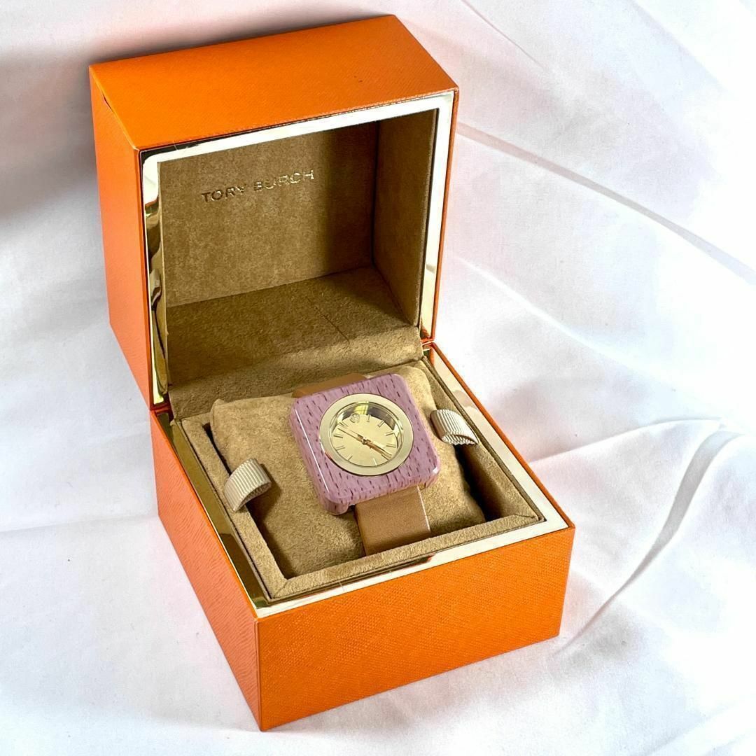 未使用 展示品 ■トリーバーチ IZZIE スクエア 腕時計 ピンク レザー