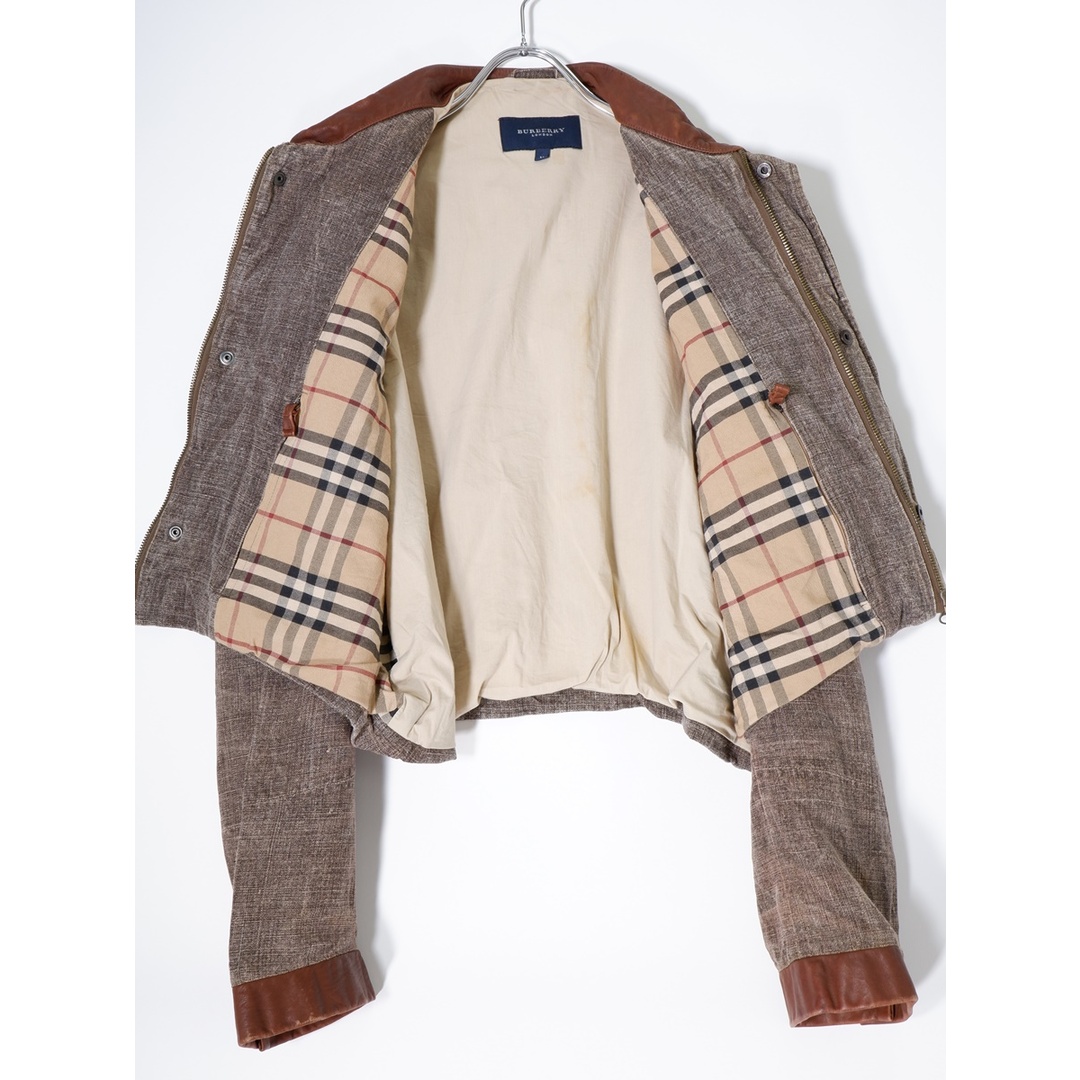 BURBERRY(バーバリー)のBURBERRY LONDONバーバリーロンドン レザーxコットンリネン ショート丈ライディングジャケット【M】【MJKA72183】 メンズのジャケット/アウター(その他)の商品写真