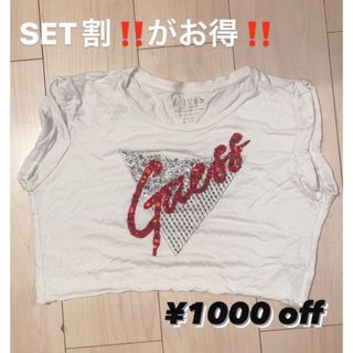 ゲス(GUESS)のGUESS スパンコール トップス☆美品(カットソー(半袖/袖なし))