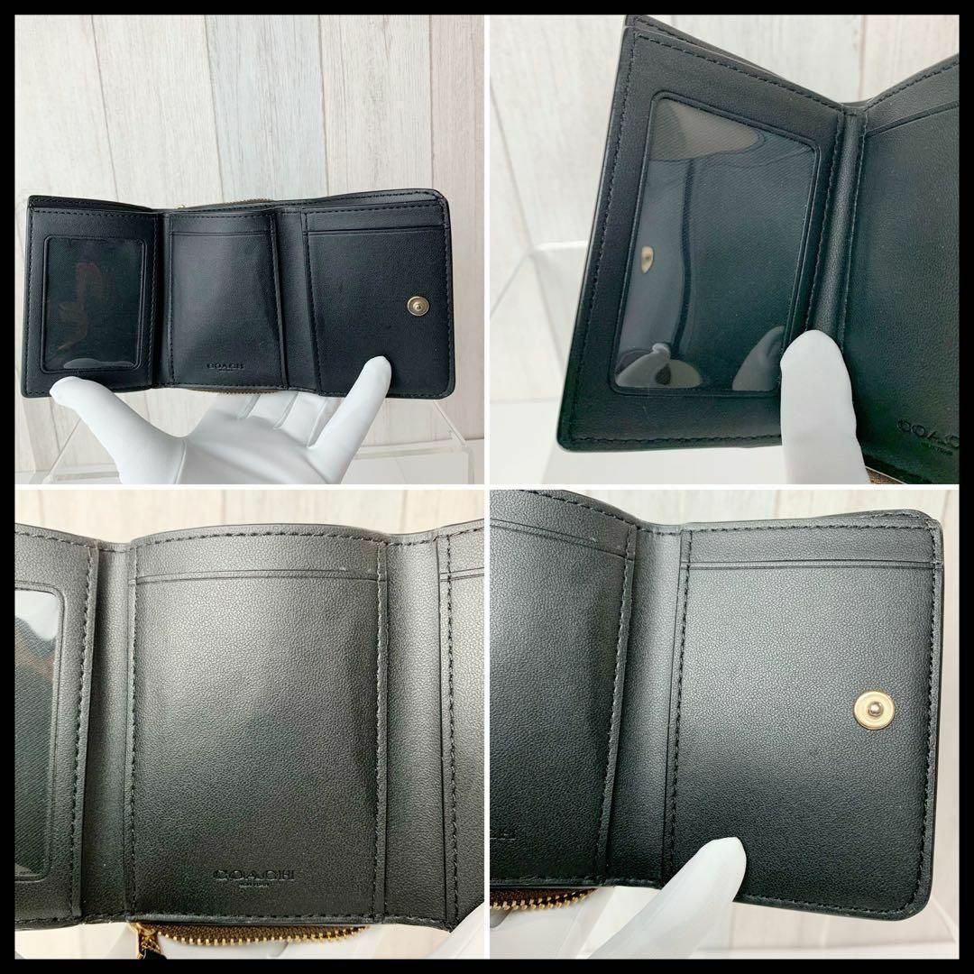 COACH(コーチ)のコーチ カードケース付 三つ折り財布 ダークブラウン ブラック レザー 極美品 レディースのファッション小物(財布)の商品写真