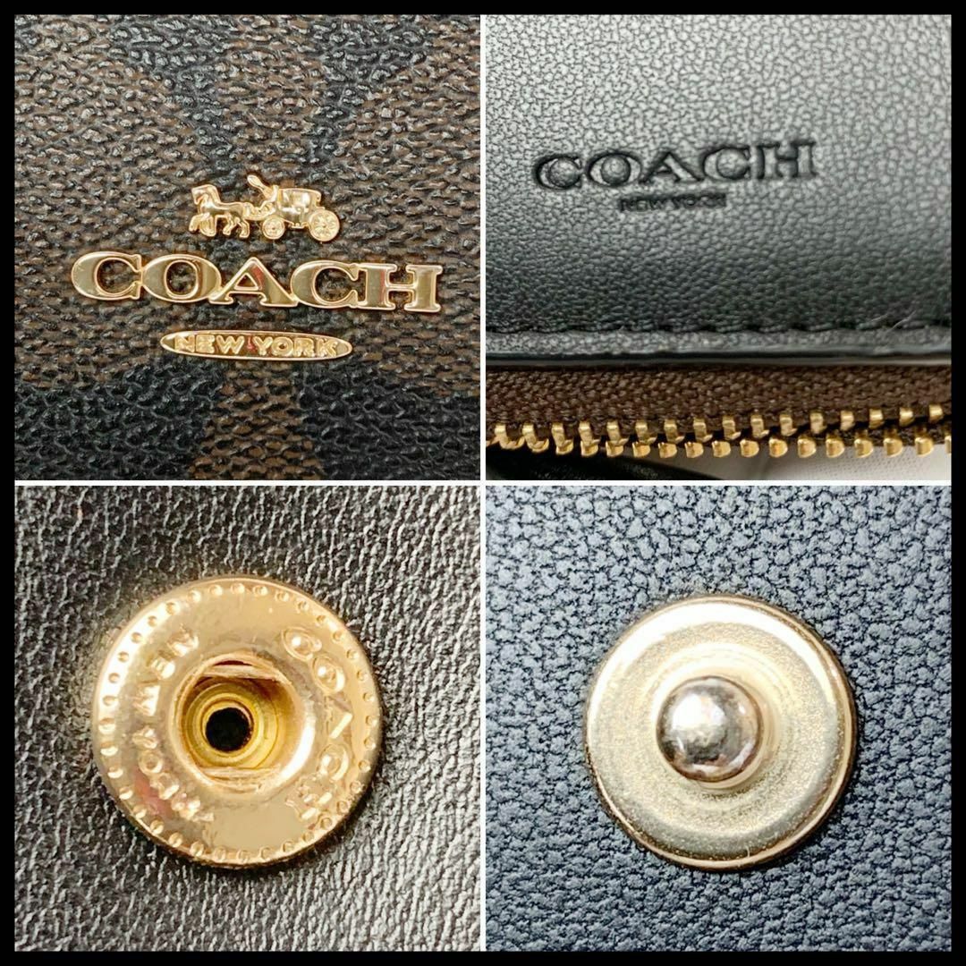 COACH(コーチ)のコーチ カードケース付 三つ折り財布 ダークブラウン ブラック レザー 極美品 レディースのファッション小物(財布)の商品写真