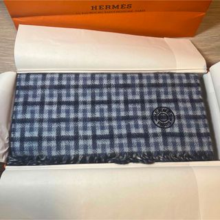 エルメス(Hermes)の【新品未使用】エルメス　マフラー　メンズ　Hエコセ・レクトヴェルソ　青(マフラー)