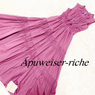 アプワイザーリッシェ(Apuweiser-riche)の【新品】Apuweiserアプワイザーリッシェ　ロングワンピース　リボン　　M(ロングワンピース/マキシワンピース)