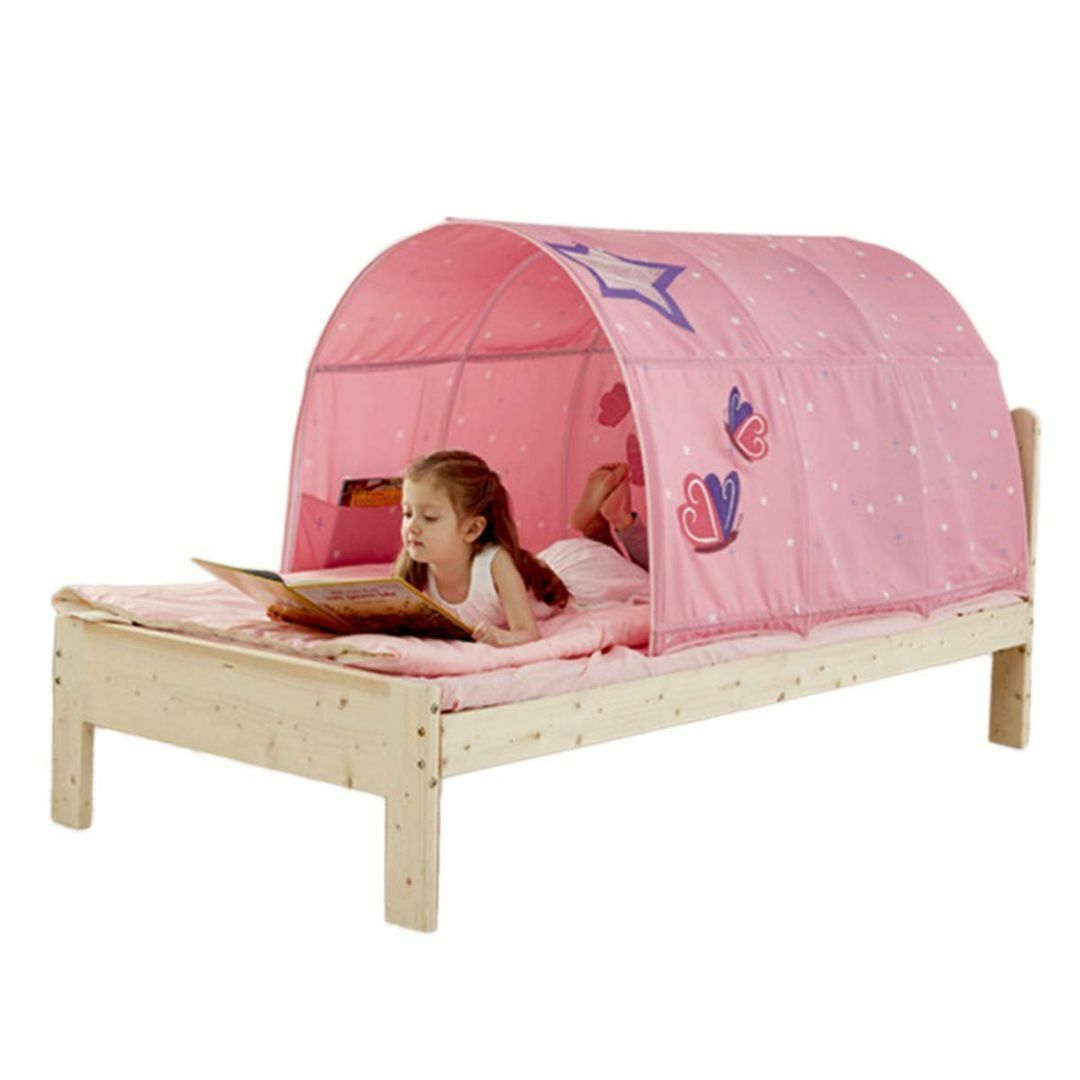 【色: ピンク】子供ベッドテントベッドキャノピードリームキッズ遊びテント劇場プラ