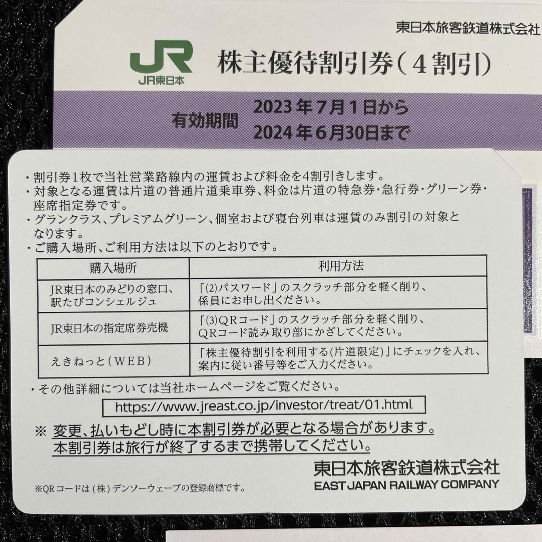 JR東日本　株主優待割引券3枚　匿名配送！