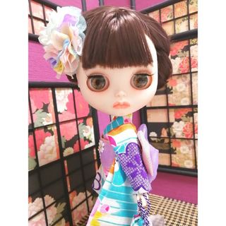 sale【夢人屋呉服店】ブライス　浴衣　紫陽花柄の浴衣セット(下駄付き)　キナリ