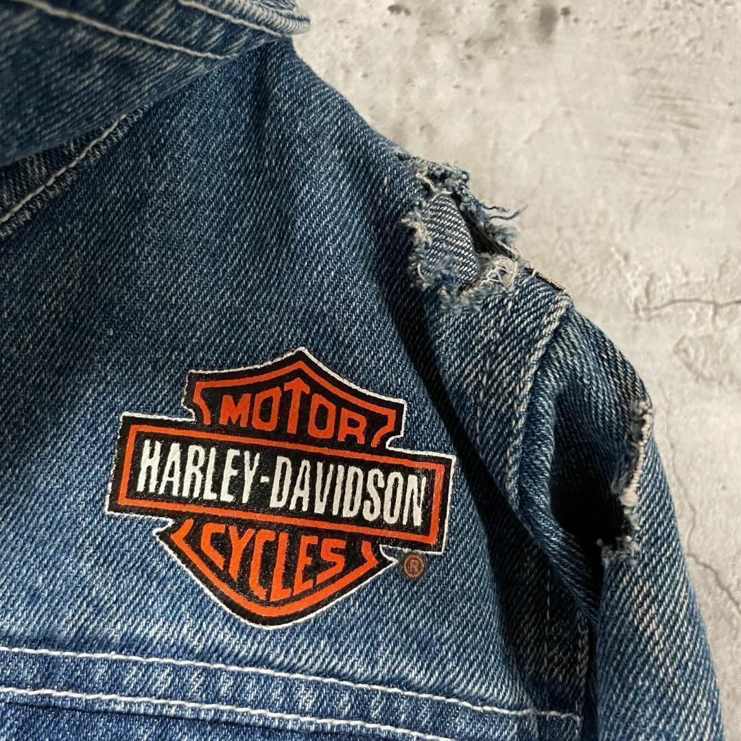 【Harley-Davidson】バックプリント バイク デニムジャケット