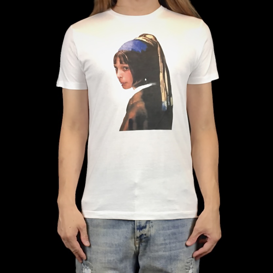新品 レオン マチルダ フェルメール 真珠の耳飾りの少女 青ターバン Tシャツ