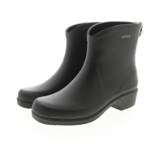 エーグル(AIGLE)のAIGLE エーグル レインシューズ EU36(22.5cm位) 黒 【古着】【中古】(レインブーツ/長靴)