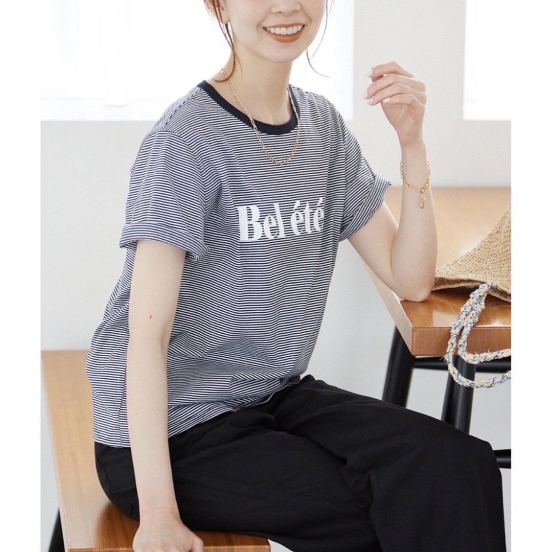 SLOBE IENA(スローブイエナ)のSlobe iena Bel ete ロゴTシャツ　ボーダー　スローブイエナ レディースのトップス(Tシャツ(半袖/袖なし))の商品写真