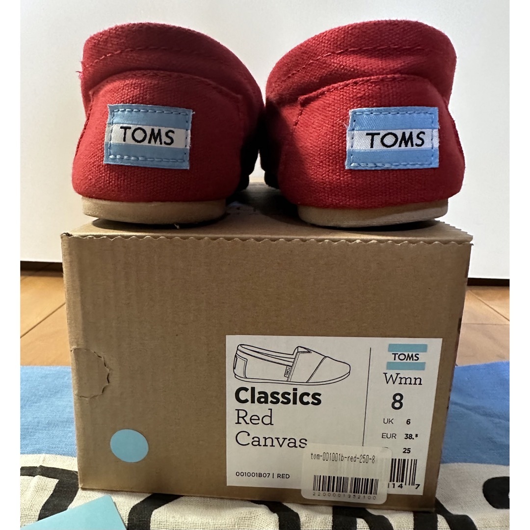 TOMS Wmn Classics Red Canvas スリッポン25cm 赤