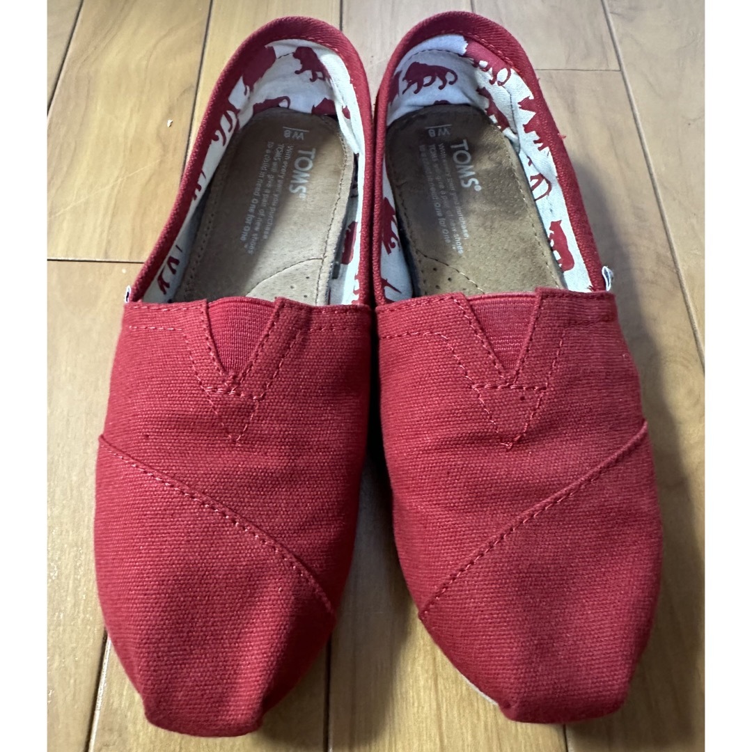 TOMS Wmn Classics Red Canvas スリッポン25cm 赤