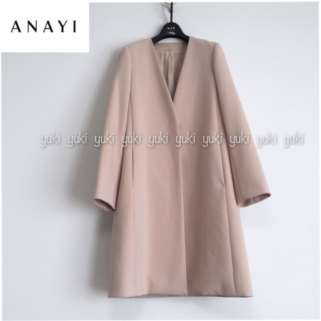 ANAYI ソフトダブルクロス ノーカラーコート-