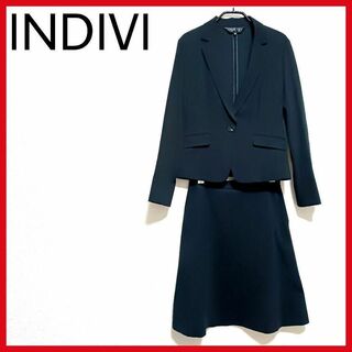 インディヴィ(INDIVI)の美品　INDIVI　フォーマルスーツ　黒　ジャケット　スカート　日本製　就活　◎(スーツ)