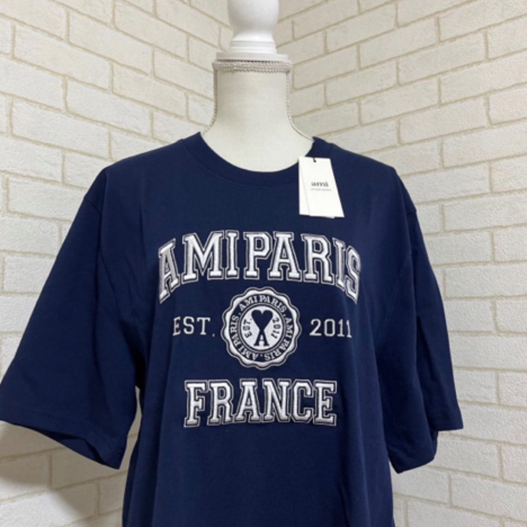 ami - アミ AMI 新品 本物 国内正規 刺繍 Tシャツ ネイビー Ami PARIS ...