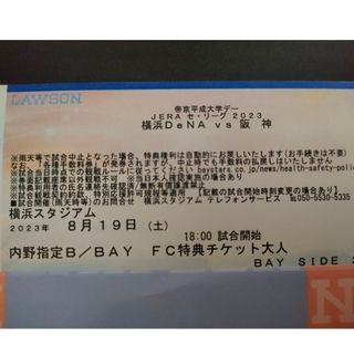 ヨコハマディーエヌエーベイスターズ(横浜DeNAベイスターズ)の2023.8.19（土）横浜スタジアム　内野指定B  連番２席(野球)