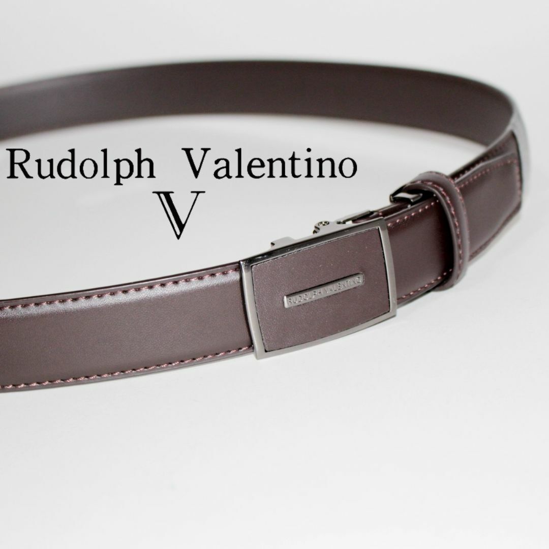 Rudolph Valentino(ルドルフヴァレンチノ)の新品 ルドルフヴァレンチノ スライドバックルベルト ウエスト105cm相当 茶 メンズのファッション小物(ベルト)の商品写真