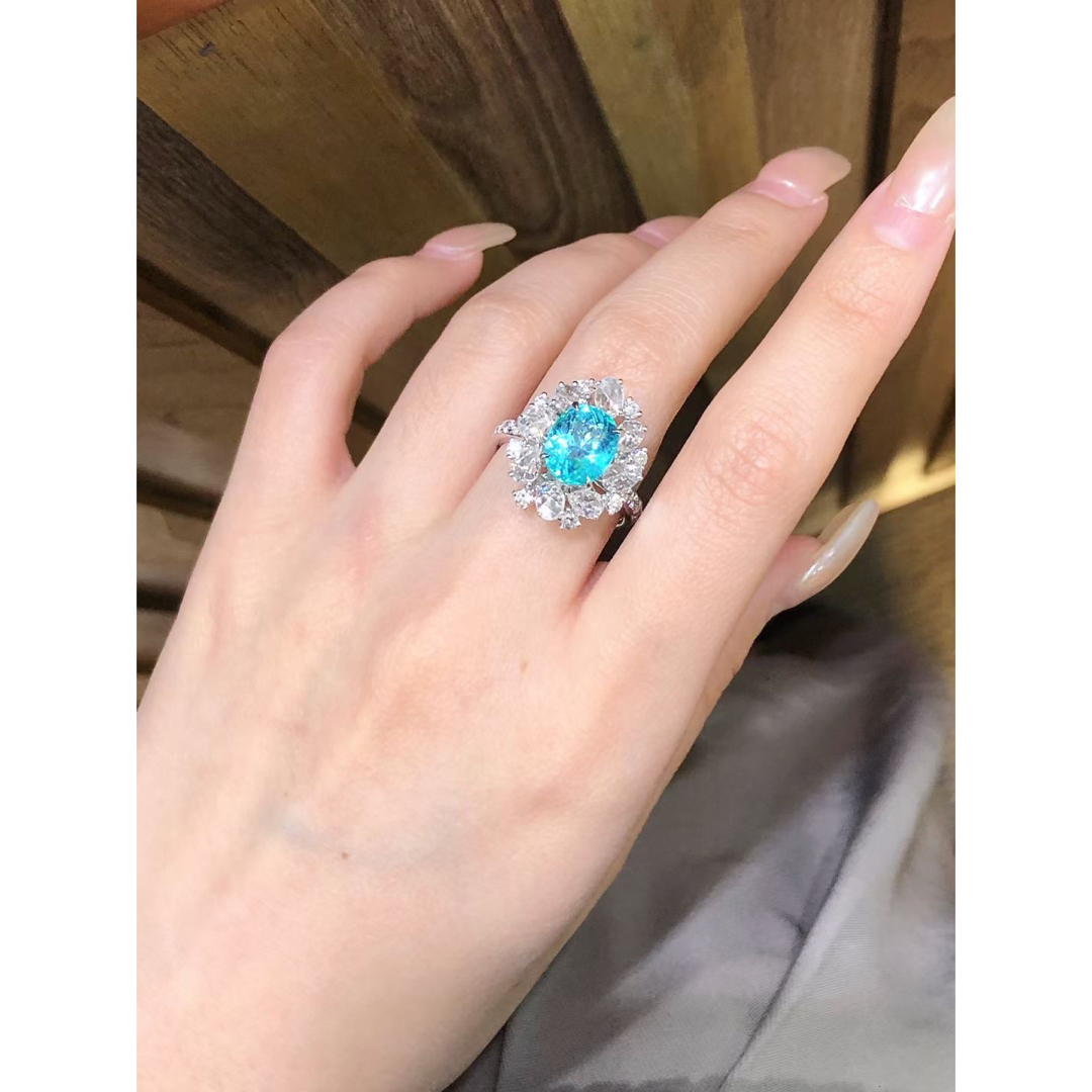 天然パライバトルマリン ダイヤ リング 2.19ct k18 ¥