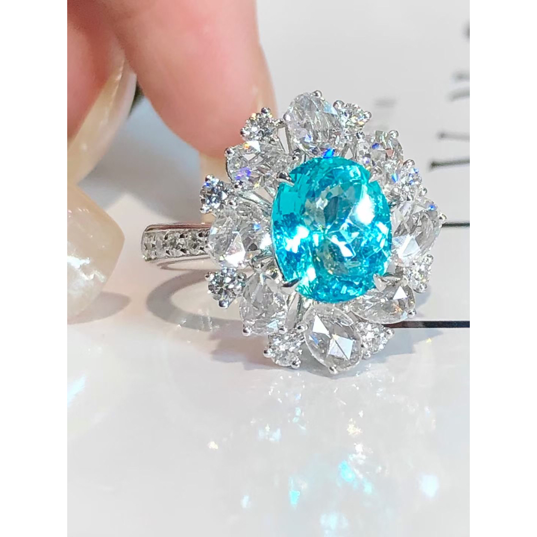 天然パライバトルマリン ダイヤ リング 2.69ct k18 ¥の通販 by Rui|ラクマ