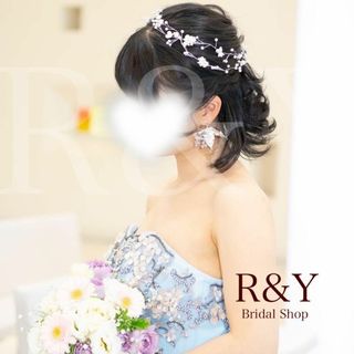 H34ブライダル　ヘッドドレス　ウェディング　ヘアアクセサリー　髪飾り　小枝(ヘッドドレス/ドレス)